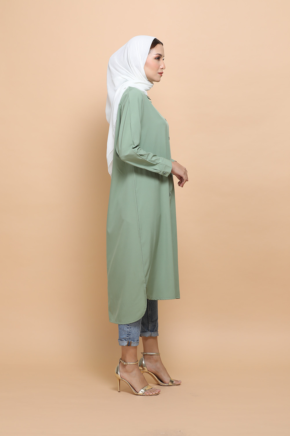 Shirt Dress In Sage Green   OSgreen1 1000x1500 